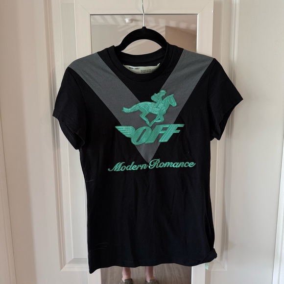 Off White Womens Short Sleeve Tee Size Small Color Black Green - Picture 2 of 5
